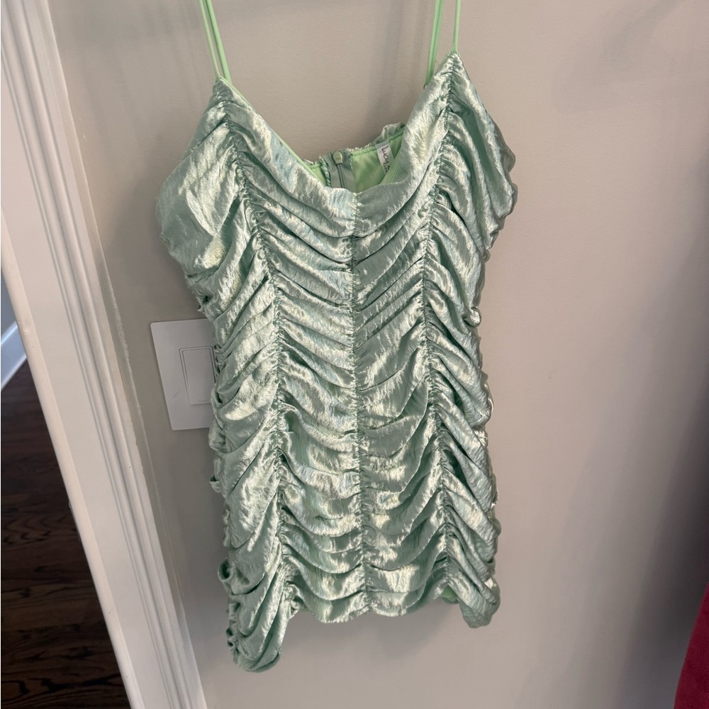 Lucy in the Sky Light Green Ruched Dress